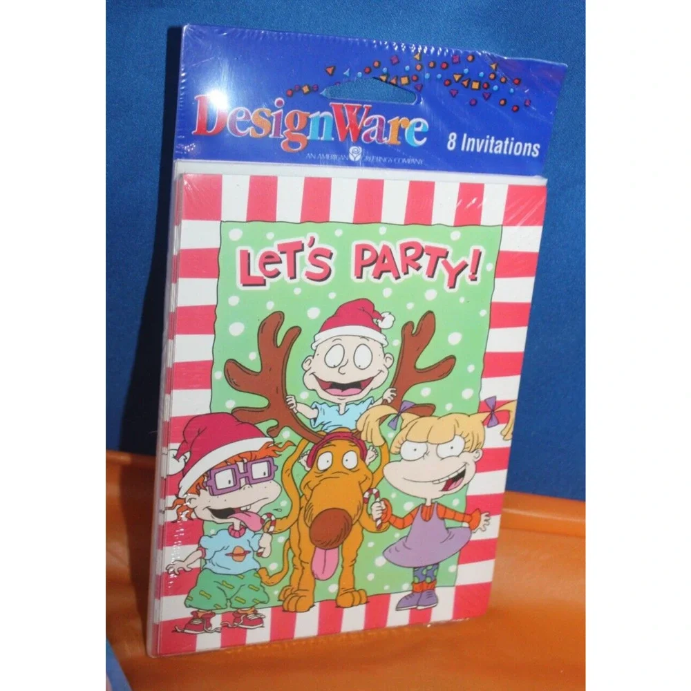 Vintage Carlton Amer Greetings Designware Rugrats Let's Party Holiday Invitation